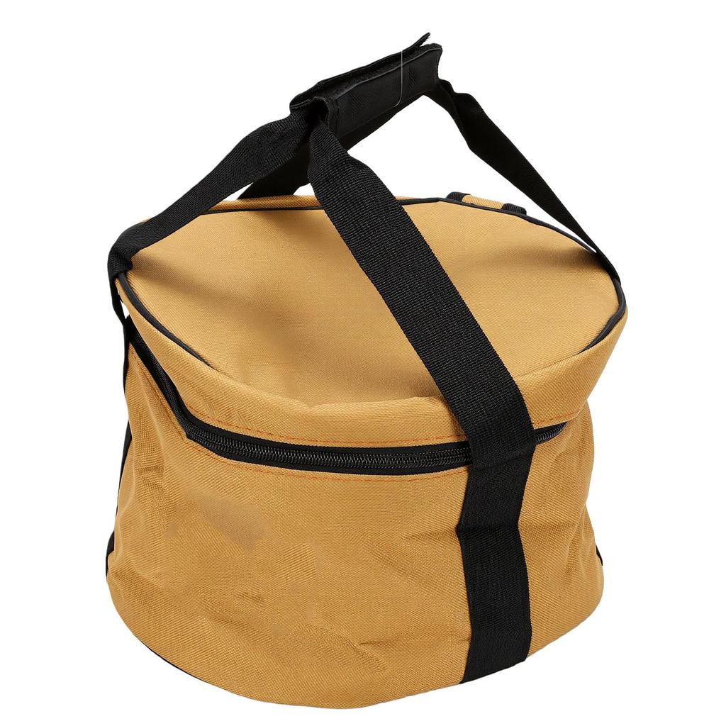 Camping Tableware Carrying Bag 14L Outdoor Cookware Organizer Round Picnic Storage Bag with Sturdy Handle for Plates