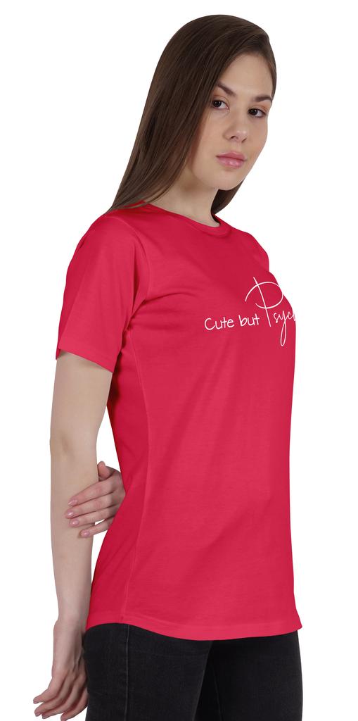 Inkmeso Women Quote Top   Cute But Psycho   Graphic Print Tee T-Shirt