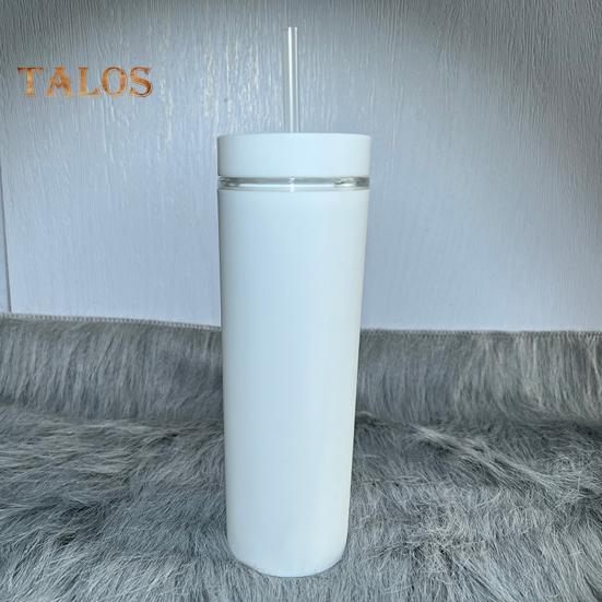 500ml Skinny Tumbler with Lid And Straw Double Wall Sippy Cup BPA-Free Tumblers Insulated Travel Mug for Iced Coffee Reusable Party