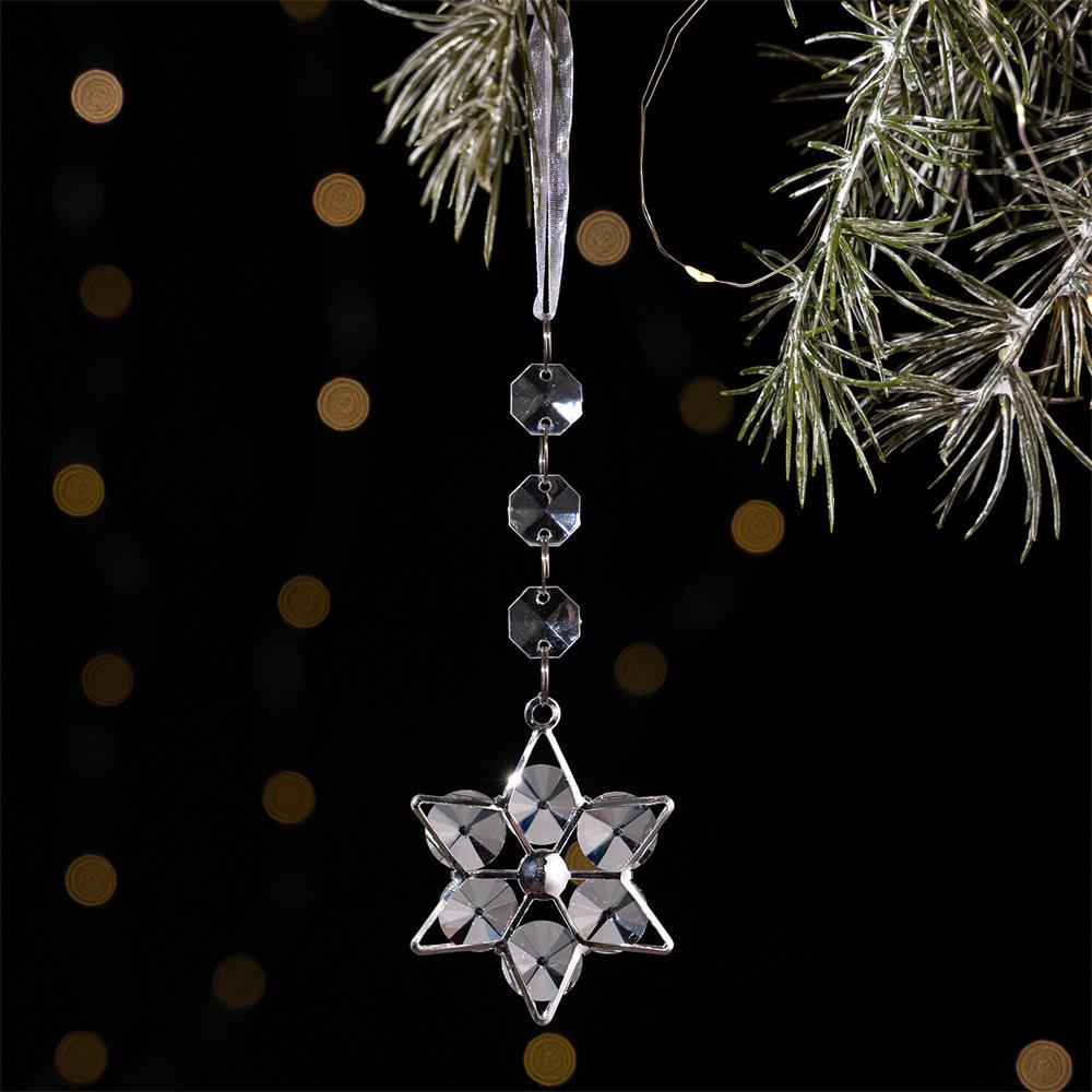 Acrylic Christmas Ornaments Gift Set Snowflake Icicle Teardrop Crystal Clear Decorations Hanging Pendants