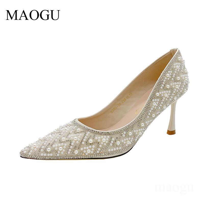 

Women s Pearl Beaded Pointed Toe Stiletto High Heels Elegant Bridal Wedding Pumps Fashion Dress Shoes Comfortable Slip-on Sandal 34