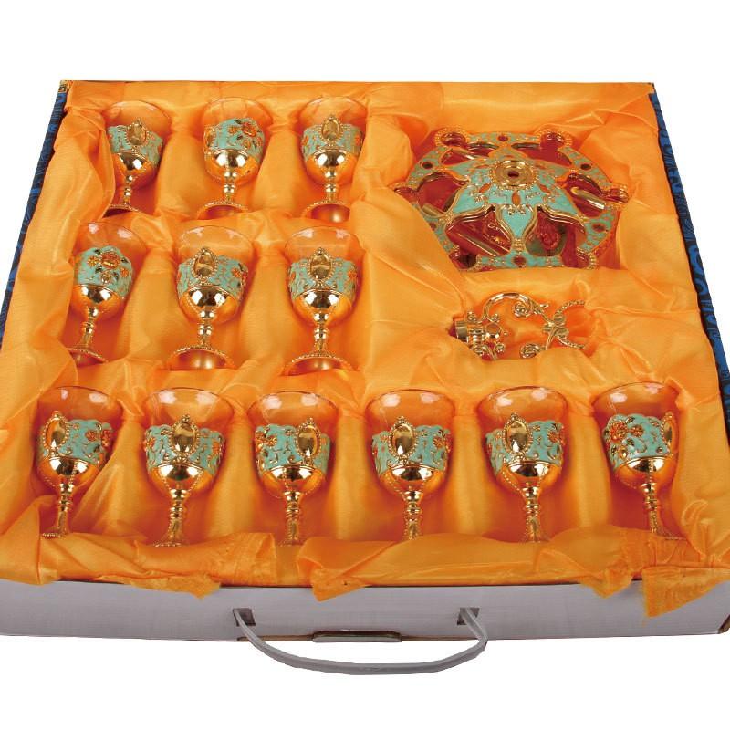 Vintage-Style Glass Liquor Cups Set With Stand 12pcs Small Shot Glasses Home Bar Whiskey Sake