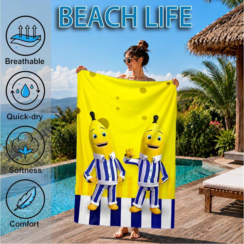 Bananas In Pyjamas Classic Beach Towel, Quick-drying, Easy to Care for, Suitable for Both Fitness and Beach Vacations,Sports Essential