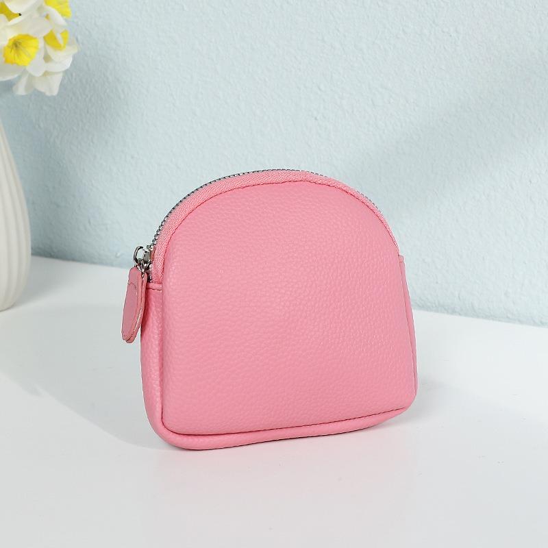 Coin Purse Portable Thin Mini Clutch Simple Soft Leather Zipper Coin Purse Earphone Bag Storage Bag Female Bag