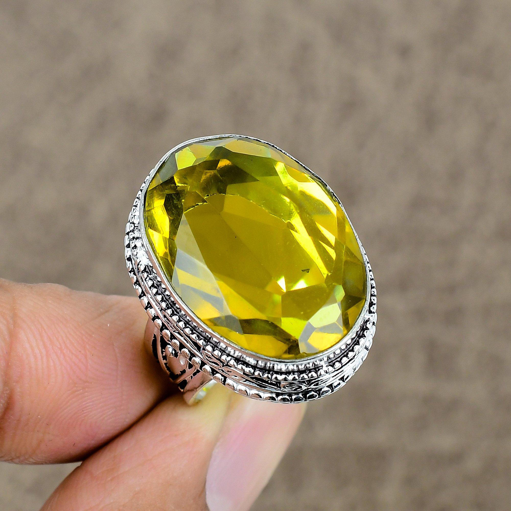 

Цитрин Самоцвіт Ручна робота Срібло 925 проби Ювелірний виріб Кільце Розмір 8 KKG-464