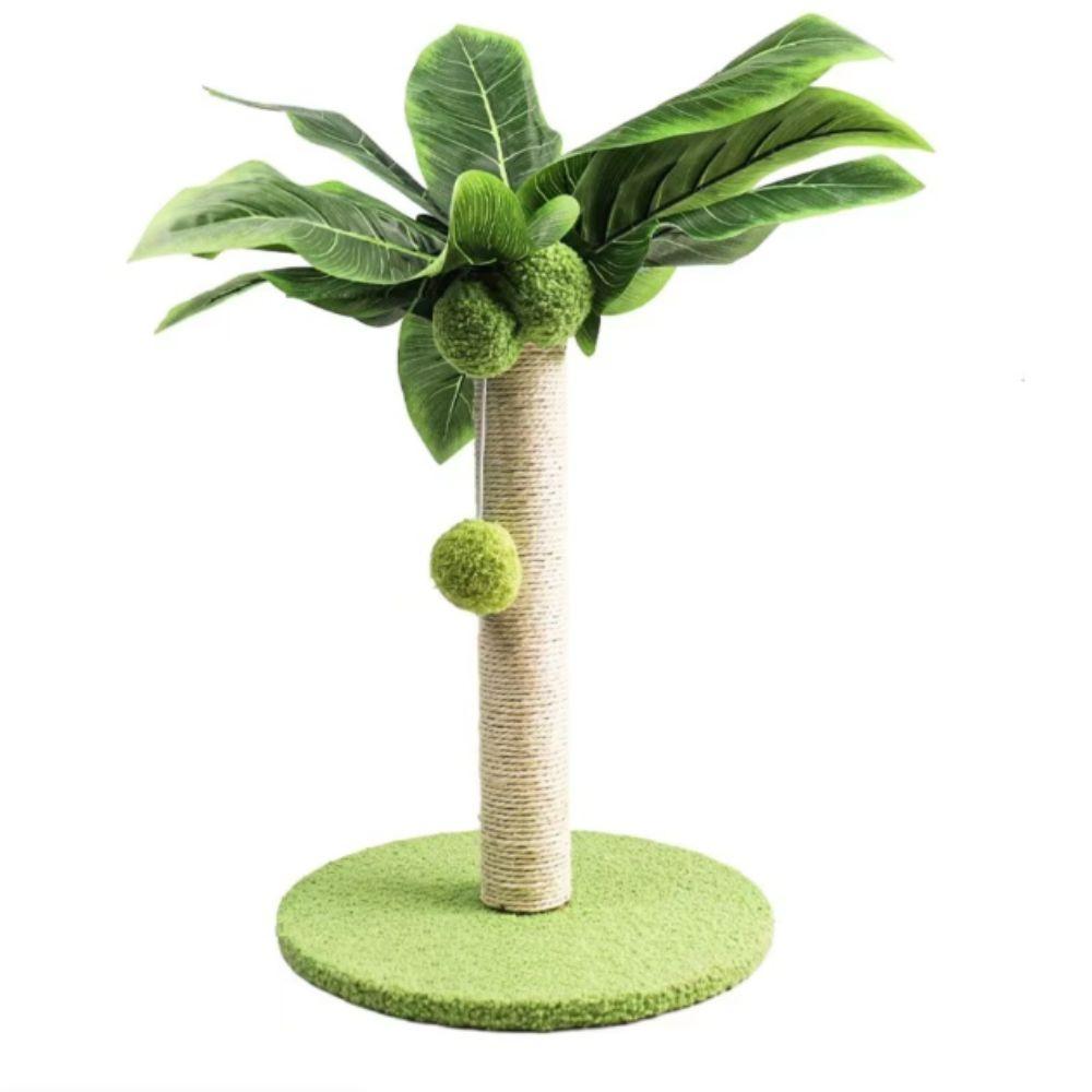 Sisal Rope Cat Scratching Post Wooden Track Ball Durable Design Cat Tree Green Leaves Hanging Balls Interactive Toys Indoor Use