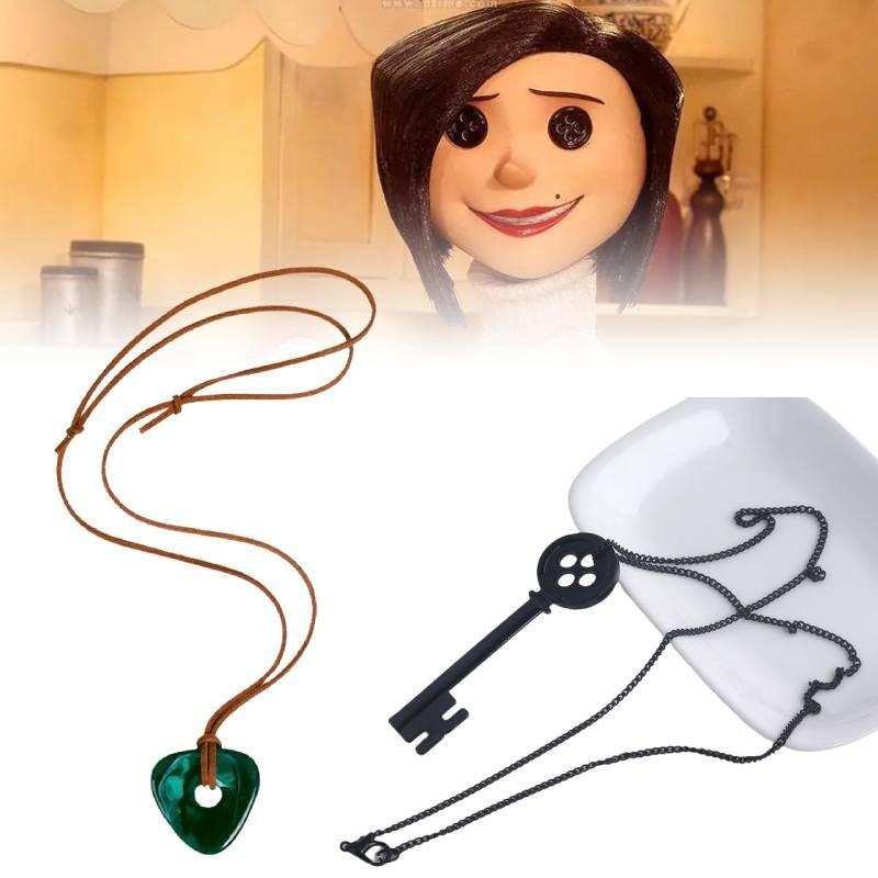 Cartoon Coraline Necklace Key Pendant Alloy Resin Material Children Gift Fans