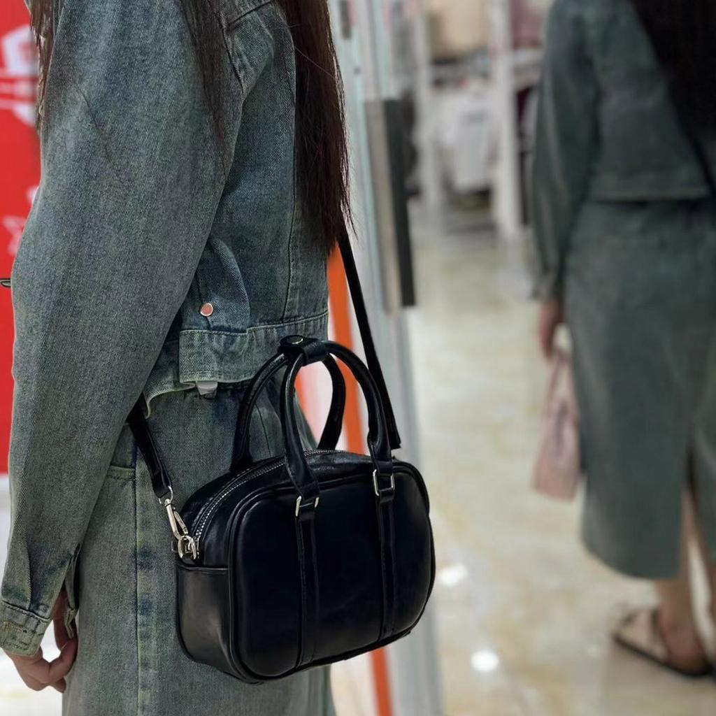 Niche Design Single Shoulder Crossbody Boston Bag Women'S Retro High-End Portable Small Square Bag