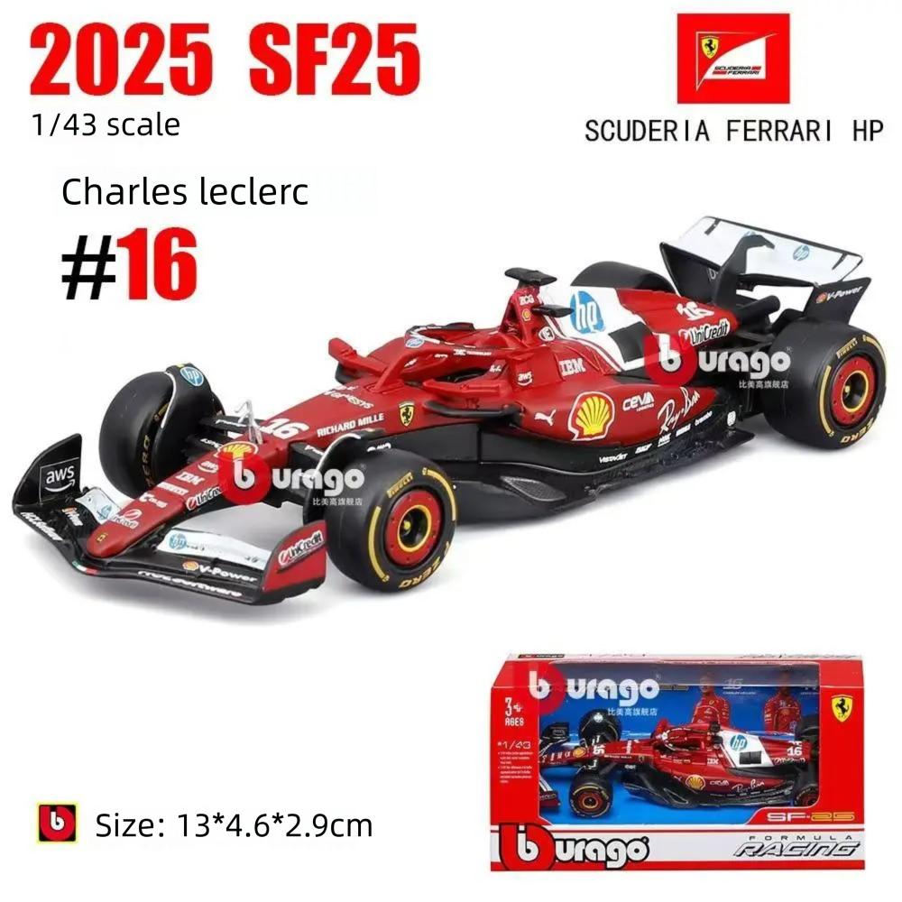 

Bburago 1:43 Ferrari SF25 2025 F1 Car Model Leclerc #16 Hamilton #44 Diecast Formula 1 Racing Car Collectible Gift