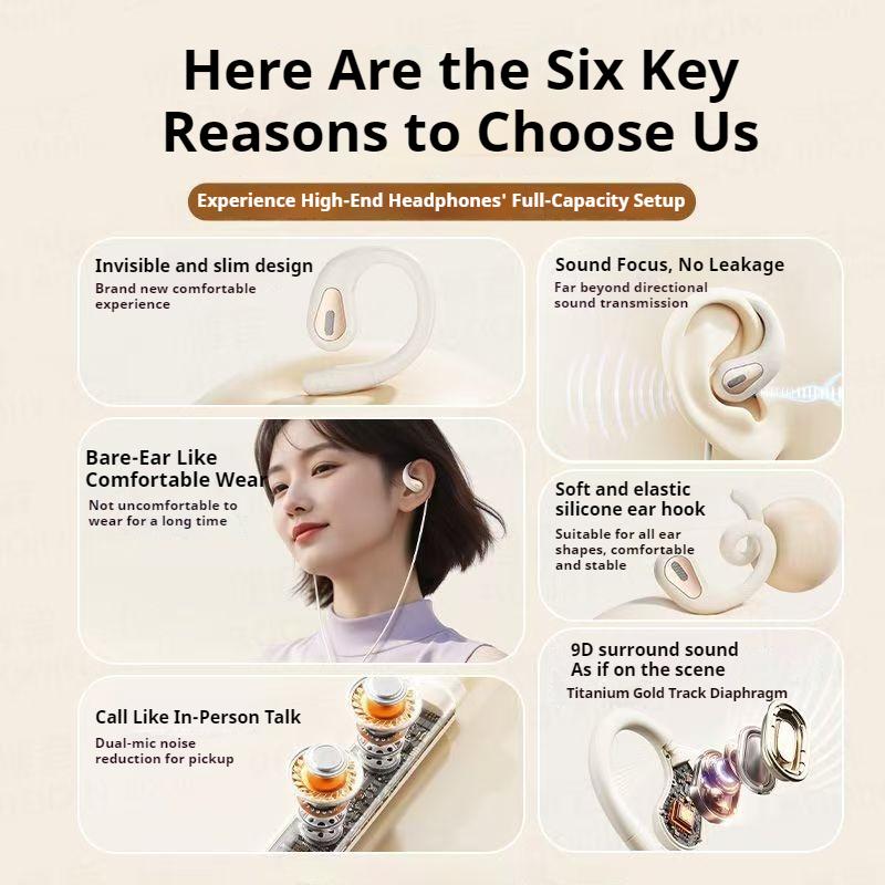 NEW Clip-on Type C&3.5mm Wired Control Headphone 9D Surround Sound Earbuds Sports Headsets ENC Earphones With HD Mic For Samsung