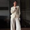 Women's Autumn 2025 Casual Blazer and Trousers Set for Workplace