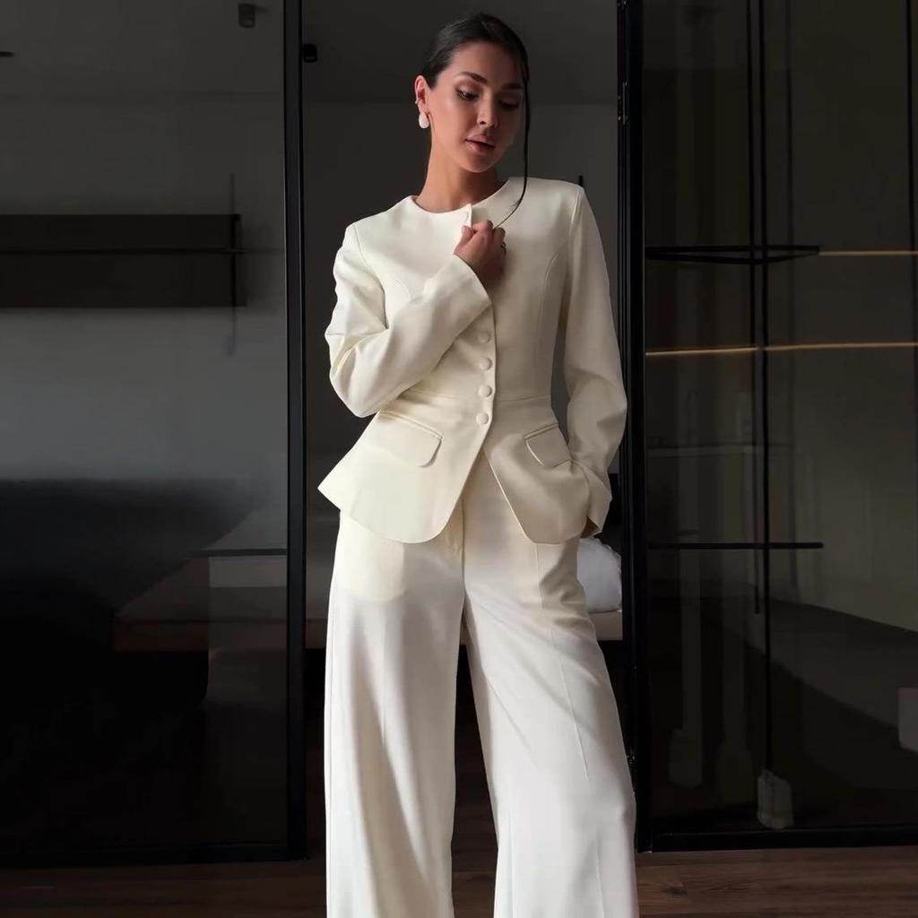 Women's Autumn 2025 Casual Blazer and Trousers Set for Workplace