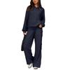 Women's 2 Piece Short Sleeve Sweatshirt Pants Set With Pockets Casual Sportswear