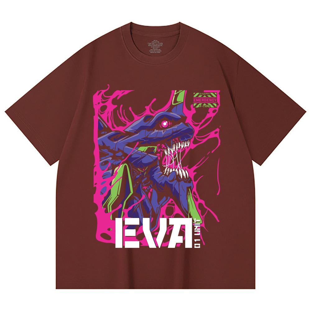 230 Gsm 100% Cotton Evangelion V8 Print Unisex Heavy Cotton T Shirt