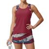 Womens Tankini Bathing Suits Two Piece Flag Print Athletic Tank Top with Boyshorts Modest Coverage Swimwear Set