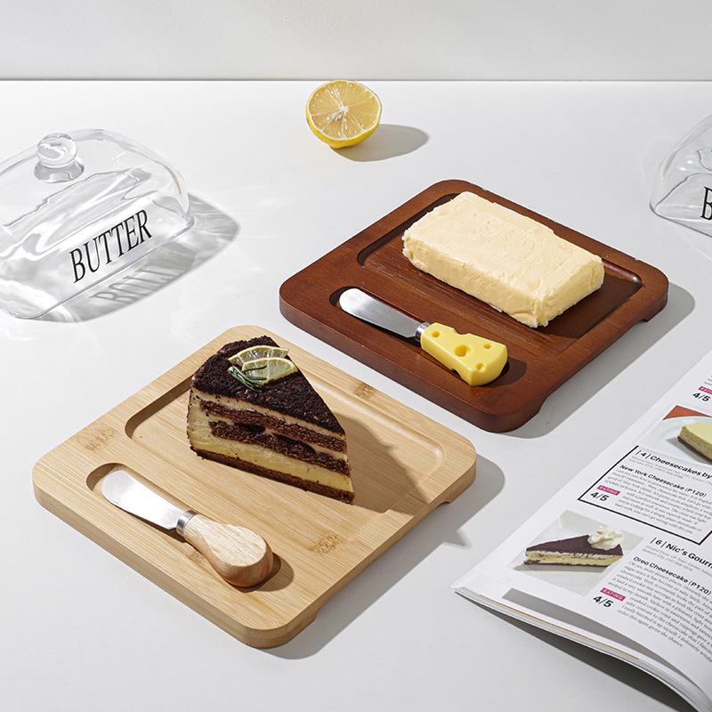 Nordic Style Glass-Covered Butter Dish & Cheesecake Dessert Box