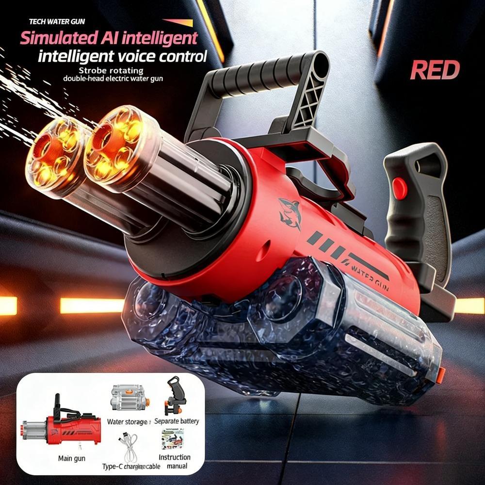 Smart AI Voice-Controlled Electric Automatic Burst Flash Rotating Gatling Water Gun New Outdoors Children's Handheld Toy