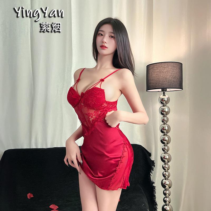 Sex Underwear Sexy Belt Chest Pad Suspender Lace Hollow Back Nightgown Two-piece Set