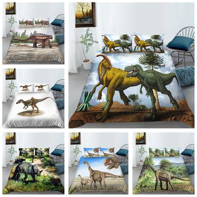 Dinosaurier-bedrucktes Bettwäsche-Set, Kinderbettwäsche, Bettbezug, Kissenbezug, Bettlaken/Doppelbett, großes Tagesdecken-Set, komfortable Heimdekoration