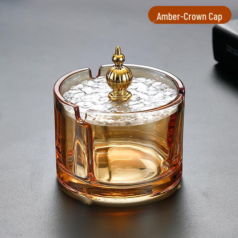 Large Glass Ashtray with Lid for Home, Office, Bar, or Restaurant
