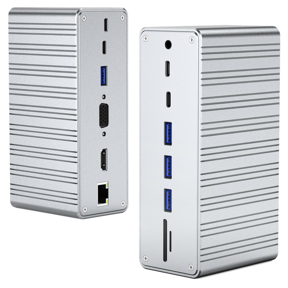 

2428 Type-C Hub 13 in 1 Desktop Docking Station USB 3.0 Gigabit Ethernet HD VGA Adapter for Laptop As Shown A