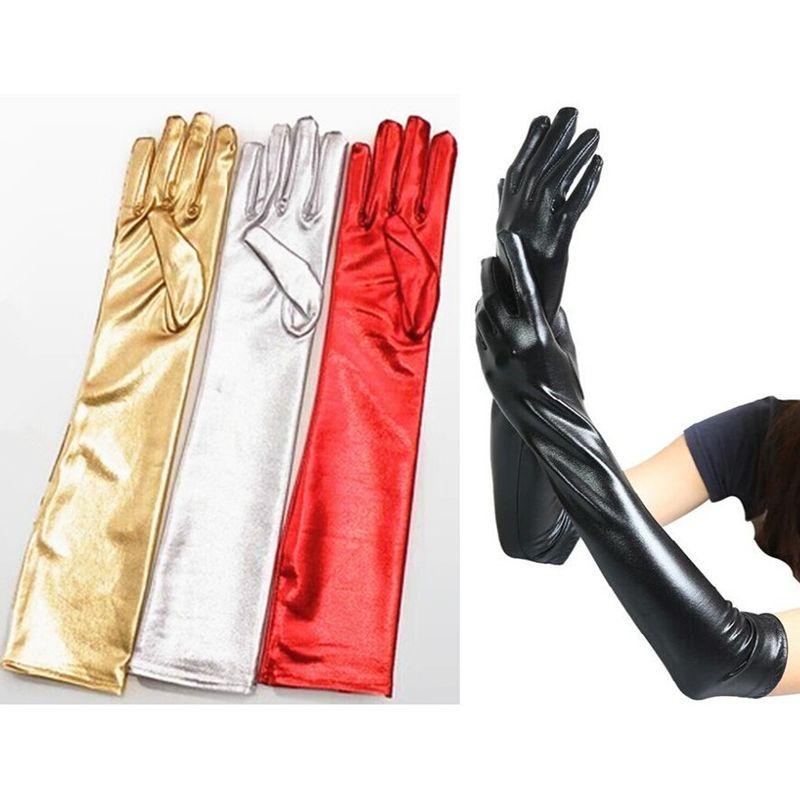 

DS Patent Leather Tight Performance Props Soft Elastic Gloves Children s 30cm black patent leather All yards