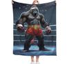 Gorilla Boxing Throw Blanket – Funny, Soft & Cozy Fleece Gift for Men, Women, Boys & Girls