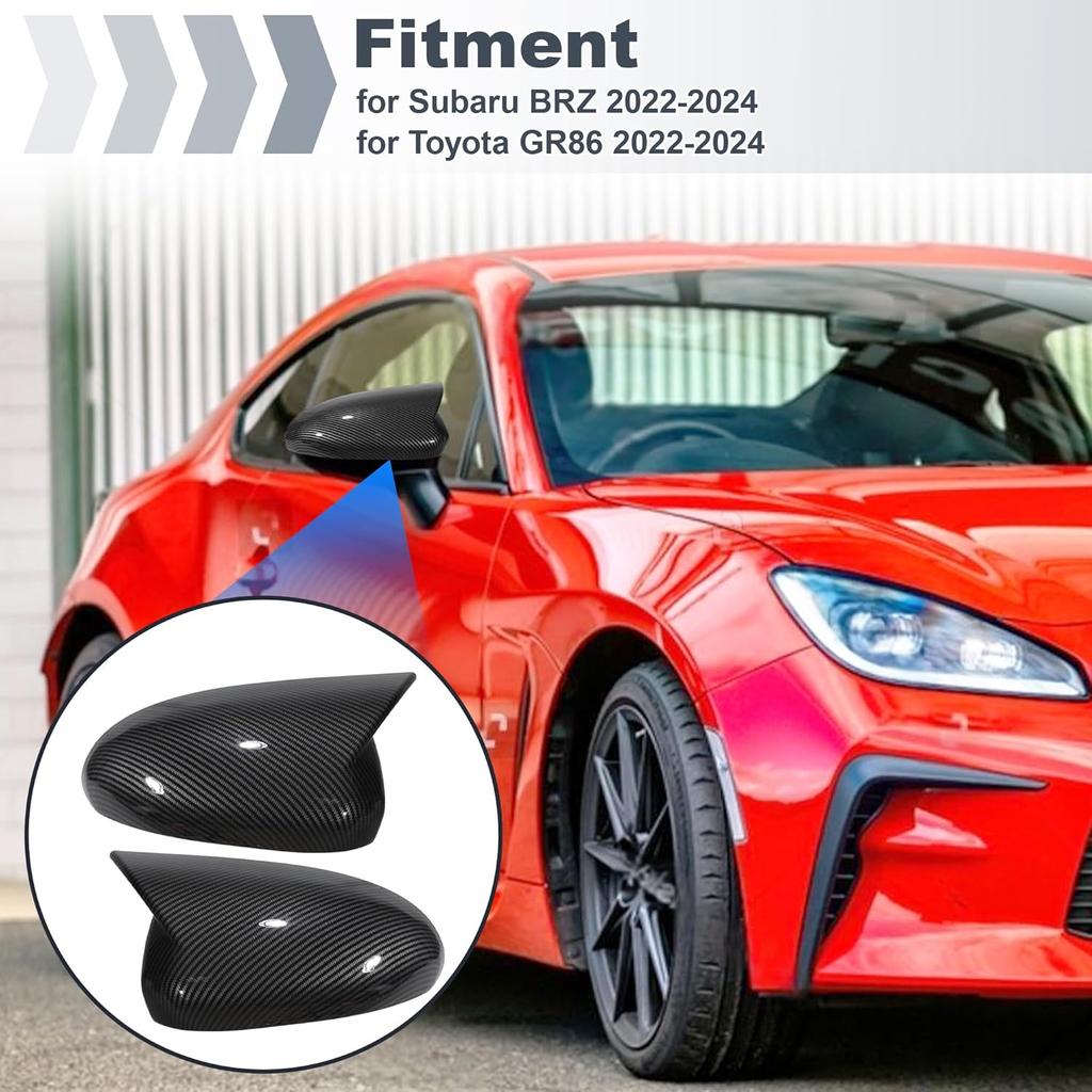 Motoforti 2 Stück Links Rechts Seiten Spiegelkappe für Ochsenhorn-Flügelspiegel für Subaru BRZ 2022-2024, für Toyota GR86 2022-2024, Auto Rückspiegel Fahrer Beifahrer