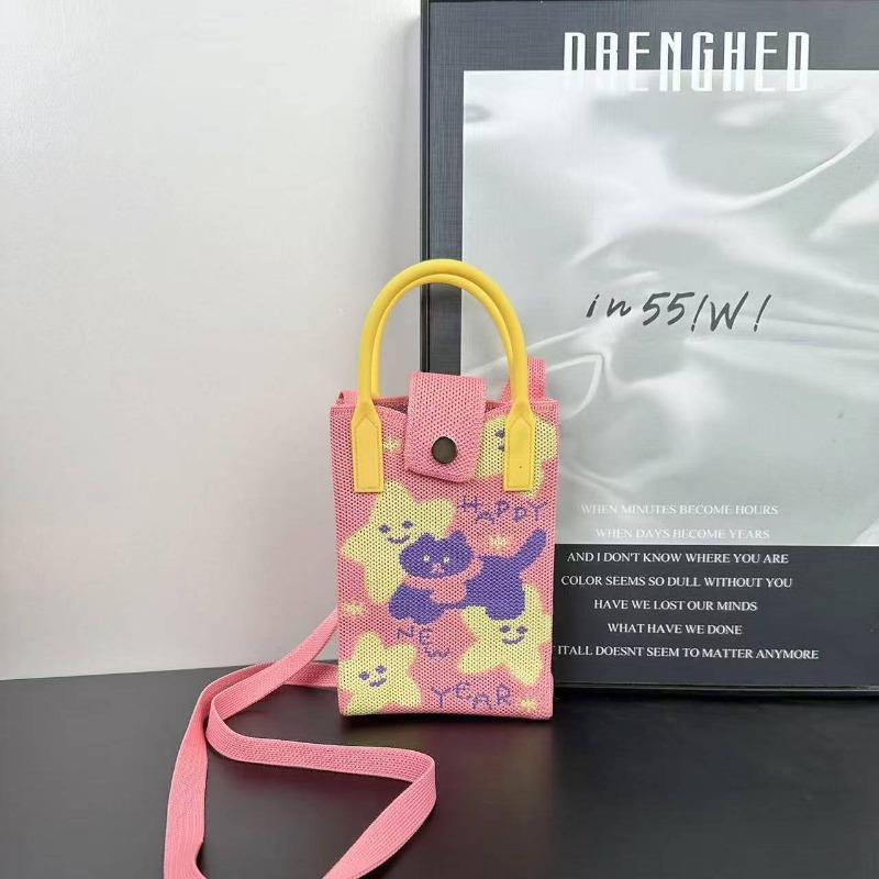 Premium Sense Ns Mobile Phone Bag New Cartoon Knitted Bag Dopamine Niche Versatile Messenger Shoulder Bag Handbag