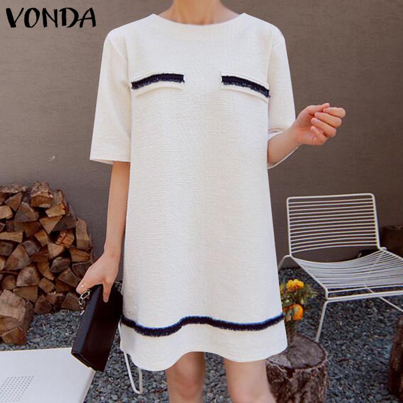 

Женское повседневное свободное мини-платье с короткими рукавами VONDA