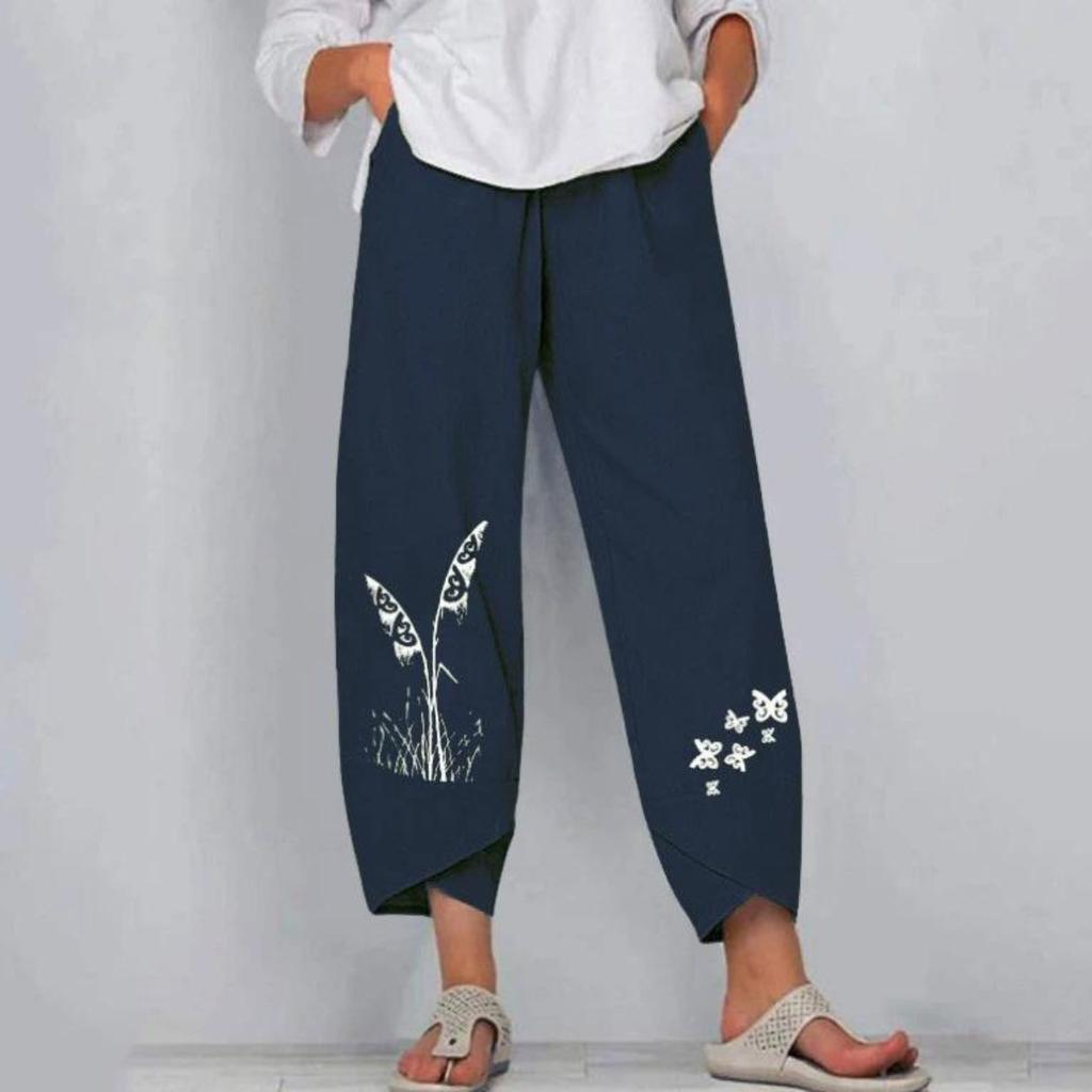 Solid Color Plus Size Women's Simple and Loose Casual Cropped Pants Plain Wide Leg Harem Pants