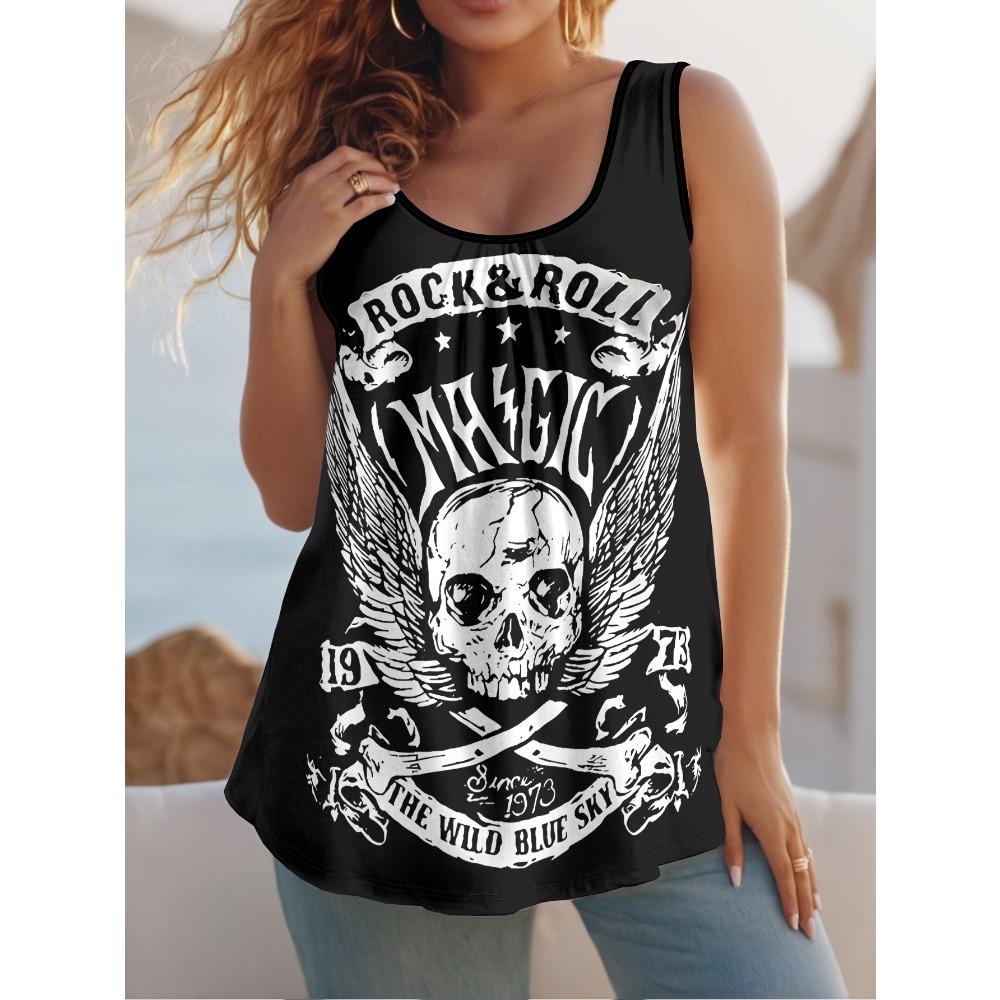 Dame Tanktop med Print og Plisseringer