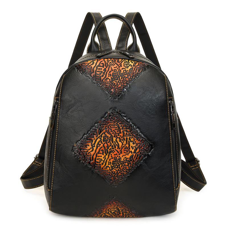 Women s Vintage Distressed Embossed Backpack, Convertible 3-Way Large Capacity PU Leather Commuter Purse Handbag