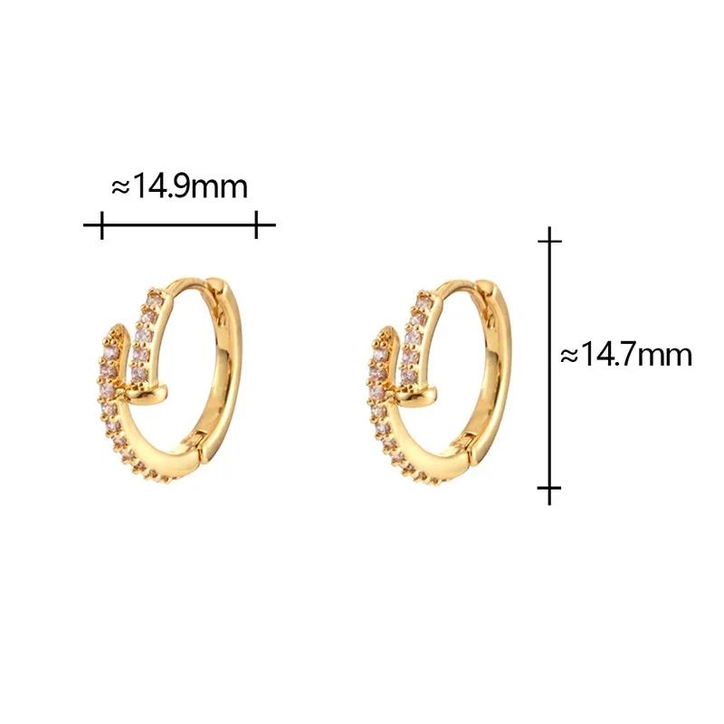 Real Sterling Silver 18K Gold Zircon Geometric Hoop Earrings for Women Minimalist Trendy Fine Light Luxury Accessory
