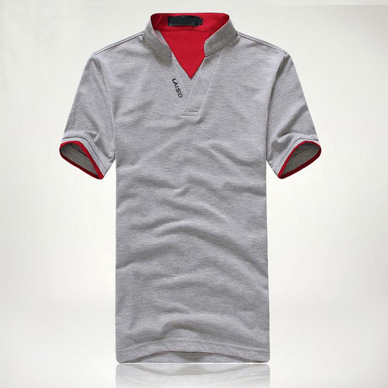 Fashion V Mens Neck Short Sleeve T Shirts Polo Shirt Mens Clothing Tops