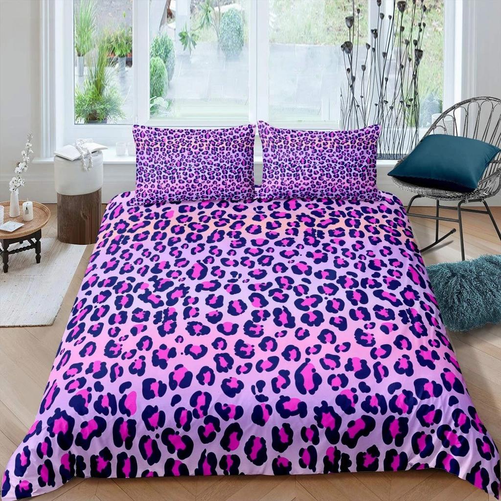 Leopard Print Duvet Cover Set Queen Cheetah Bedding Sets Geometric Comforter Cover African Safari Animal Quilt Cover Room Decor