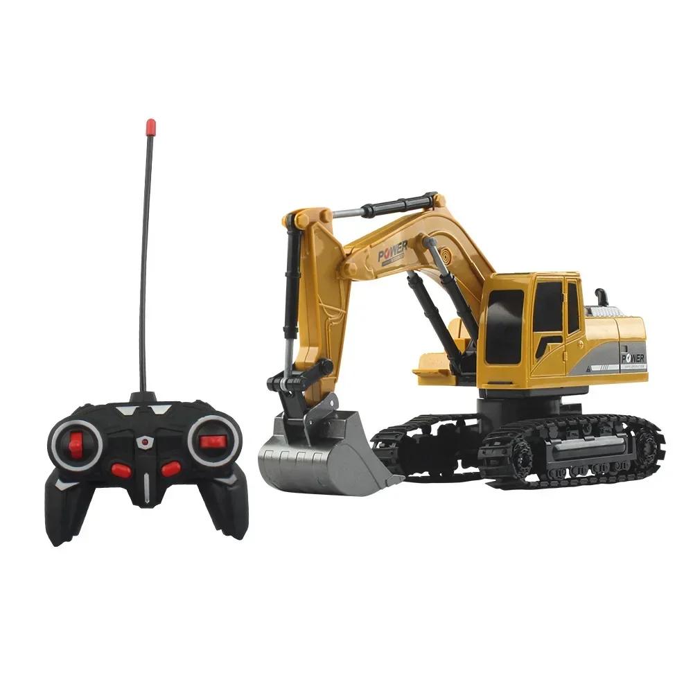 1/24 Rc Excavator Truck 6Ch 1027 Alloy Remote Control 4 Wheel Drive Lights Sound Effect One-Button 360 Rotation Kids Toys Boy