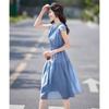 Elegantes Midi-Kleid im französischen Stil aus Tencel mit V-Ausschnitt und A-Linie