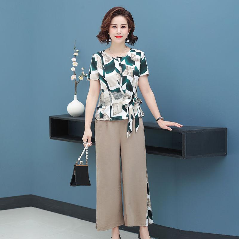 

Элегантная летняя блузка для женщин, модный топ с коротким рукавом для женщин среднего возраста и пожилых матерей XXXL