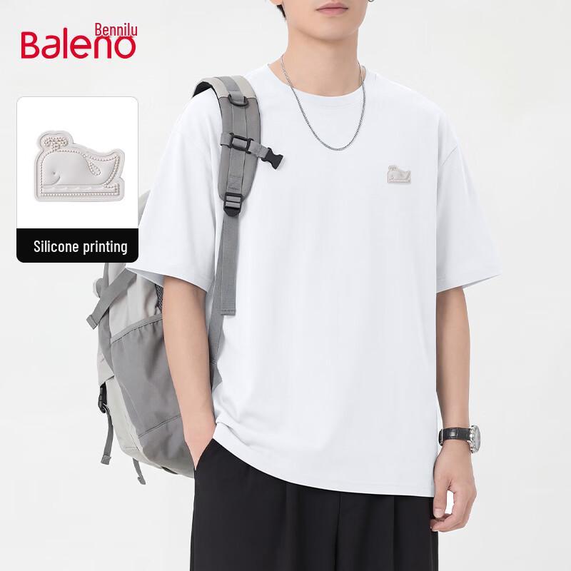 Baleno Men s Little Whale Silicone Print Cotton T-Shirt 2XL