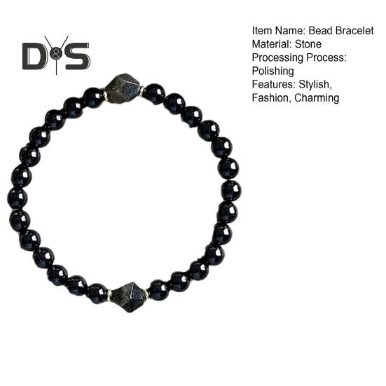 Black Obsidian Bead Bracelet Handmade Beaded Stretch Bracelets for Men Women 6mm Beads Feng Shui Bracelet for Mother's Day Father's Day Birthday Gifts