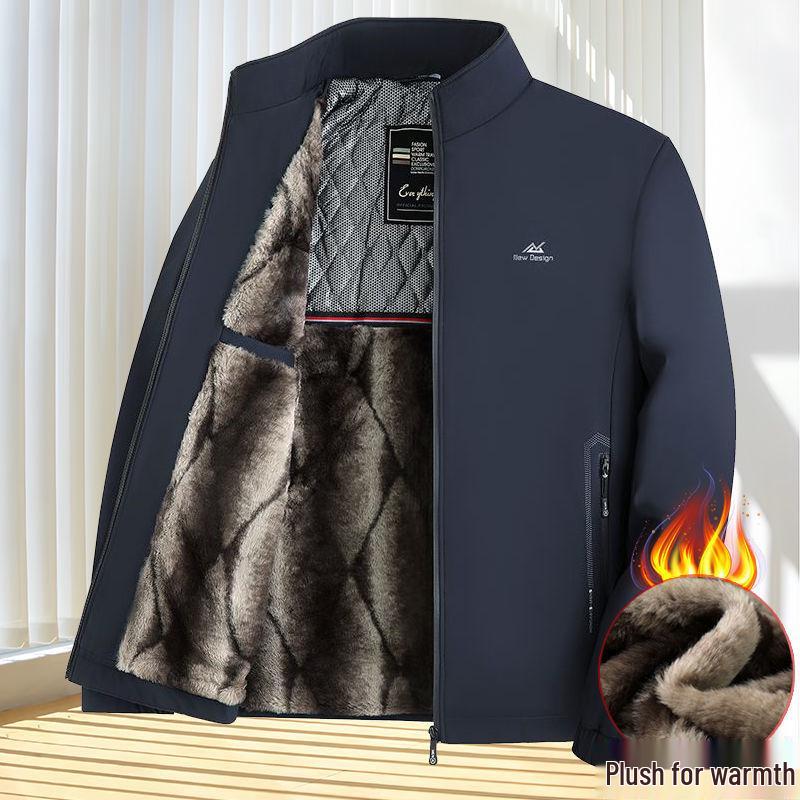 Spring & Autumn Men's Business Casual Stand-Up Collar Jacket - Lightweight, High-End Design for Middle-Aged Elegance