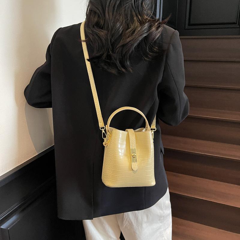 Stone Pattern Bucket Bag Commuter New Fashion Casual Simple Shoulder Crossbody Portable Bucket Bag Women