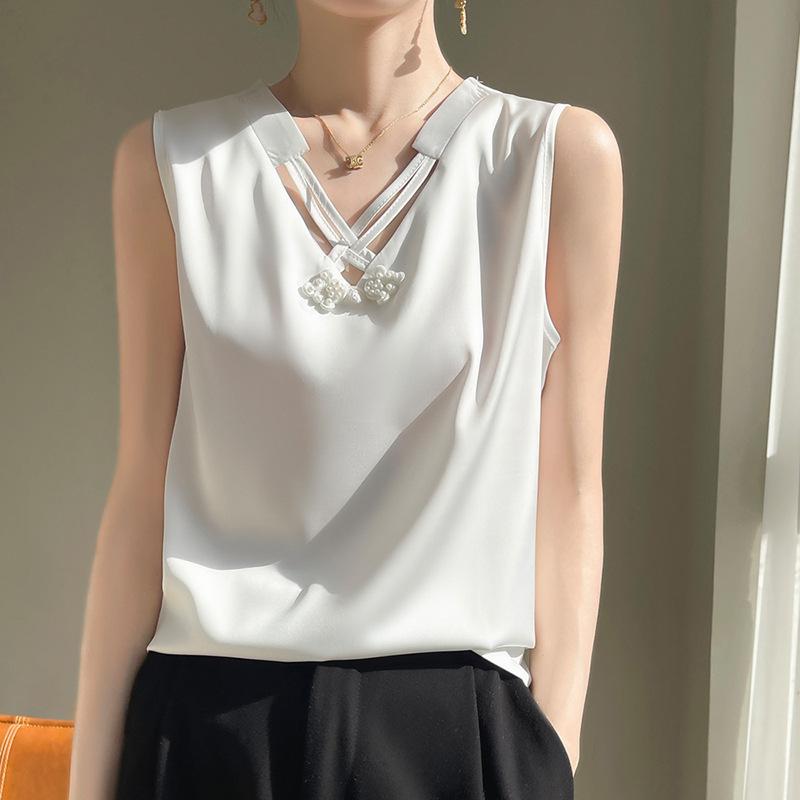 

Летний женский атласный жилет без рукавов с v-образным вырезом, модные внутренние топы, свободный жилет 2XL