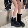Women's Belt Buckle Not Tired Feet Thick Sole Heightening Soft Elastic Comfort Shock Absorption Non-slip Casual Sports Martin Boots