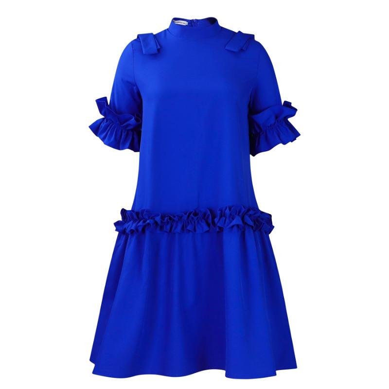 

Women s summer new fashion solid color style fungus edge A-shaped dress African dress XXXL