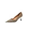 Fashion New Spring/summer Leopard Print Sheepskin High Heels Shallow Shoes for Women Fashion Metal Pointed Toe Women Pumps Shoes Women
