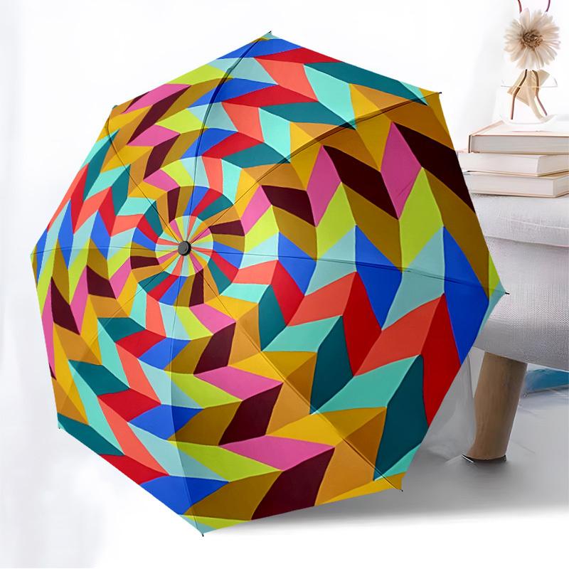 1pc Colorful Spiral Automatic Folding Umbrella - Portable Collapsible Design, 8-Rib Iron Frame, Playful Design yy251215223