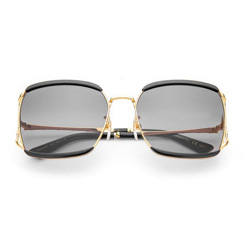 GUCCI Vintage Fashion Butterfly Square Frame Sunglasses Grey Gold Plate Frame Square Sunglasses Women's