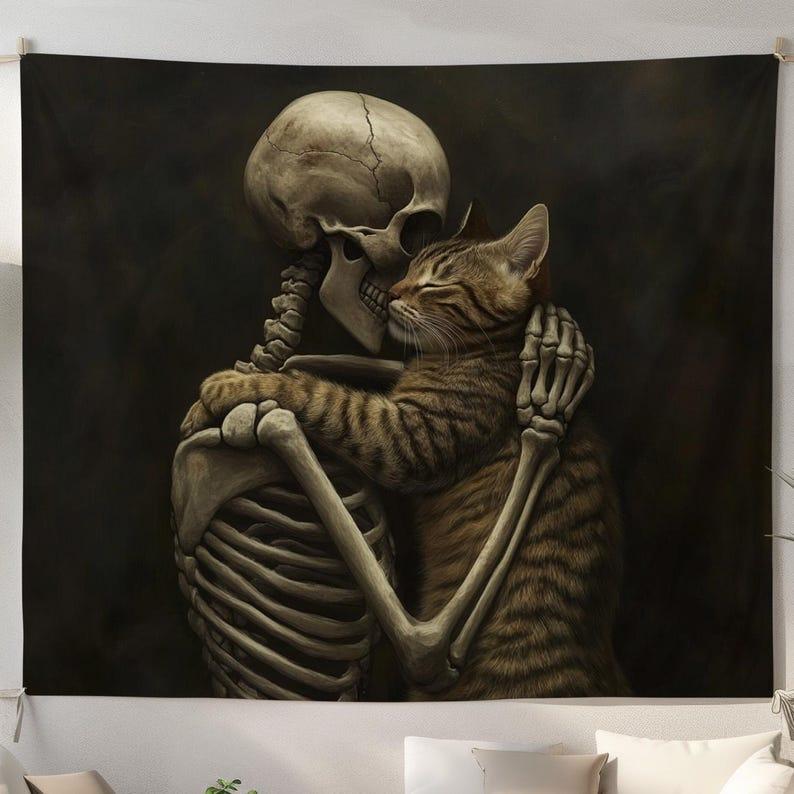 Skull Cat Indoor tapestry 75x100 чёрный